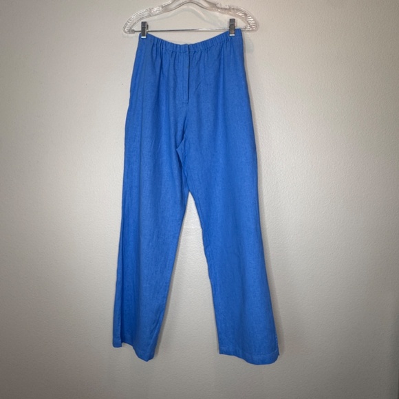 DIALOGUE Linen Blend Pant Suit Jacket Set Sz 8 Casual Open‎ Front Elastic Waist - Picture 7 of 11